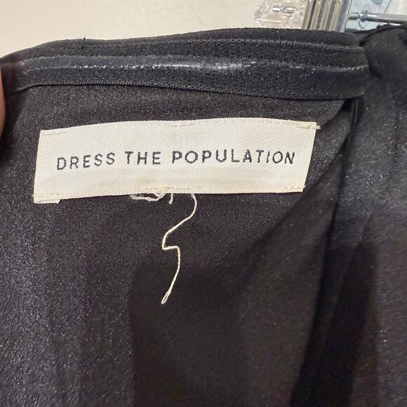 Dress the Population Black Viviana Sequin Fringe Strapless Midi Dress Sz XXL - Picture 5 of 13